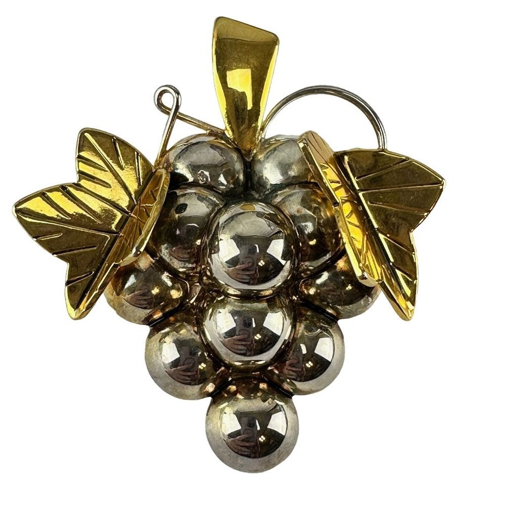 Vintage Best Brooch Grapes Gold and Silver Tone